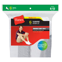 Hanes  Fresh IQ  Men's  Shoe Size 6-12  Ankle Socks  White