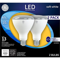 GE  R30  E26 (Medium)  LED Bulb  Soft White  65 Watt Equivalence 2 pk