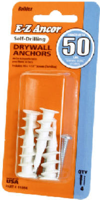 #50 Self-Drilling Drywall Anchors, 4-Ct.