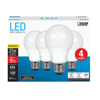 Feit Electric A19 E26 (Medium) LED Bulb Daylight 25 Watt Equivalence 4 pk