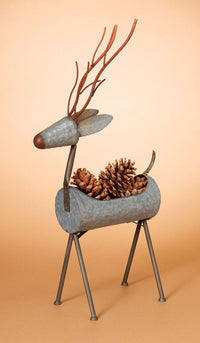 Gerson  Brown/Silver  Deer Basket  Tabletop Dcor