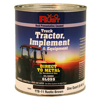 Rust-Preventative Paint & Primer, Direct to Metal, Truck, Tractor, Implement & Equipment, Rustic Brown, 1-Qt.