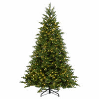 Feel Real Artificial Pre-Lit Christmas Tree, Huron Spruce, Hinged, 600 Clear Lights, 7.5-Ft.