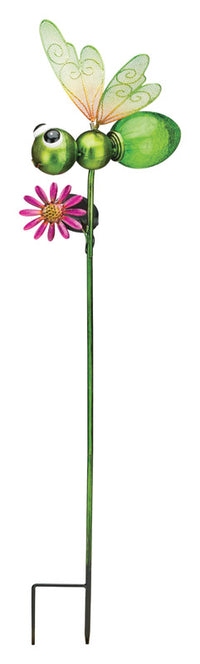 Regal Art & Gift Glass/Metal Green 36 in. H Dragonfly Solar Garden Stake (Pack of 8)