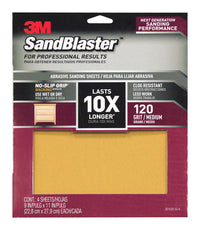 3M  SandBlaster  11 in. L x 9 in. W 120 Grit Ceramic  Sandpaper  4 pk