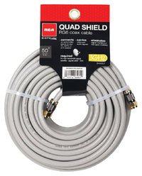 RG6 Coaxial Cable, 18 AWG Gray Quad Shield, 50-Ft.