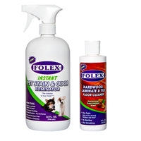 Folex Pet Stain & Odor Eliminator 32oz & Deodorizing Wood Floor Cleaner 8oz