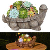 Alpine Polyresin Multi-color 7 in. Turtle with Flowers Statue