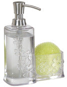 Interdesign 25060 18 Oz Clear Blumz Soap Dispenser & Sponge Caddy Organizer (Pack of 4)