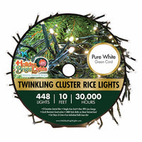 LED Twinkling Cluster Rice Light Set, Pure White, 448-Ct., 10-Ft.