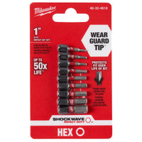 Milwaukee  SHOCKWAVE  Hex  Multi Size   x 1 in. L Impact Insert Bit Set  Steel  9 pc.