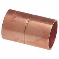 Wrot Copper Coupling With Roll Stop, 1-In.