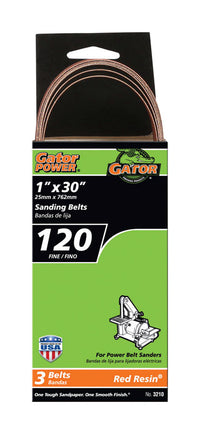 Gator 30 in. L X 1 in. W Aluminum Oxide Sanding Belt 120 Grit Fine 3 pc