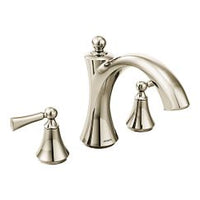 Polished nickel two-handle non diverter roman tub faucet