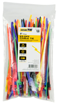 EZ-Off Cable Tie, Yellow, 6-In., 100-Pk.