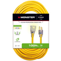 Monster Just Power It Up Outdoor 100 ft. L Yellow Extension Cord 14/3 SJTW