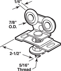 Prime-Line  7/8 in. Dia. x 1/4 in. L Mill  Plastic  Roller Assembly  1 pk