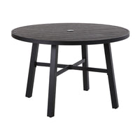 Adelaide Patio Dining Table, Faux Wood Top, Charcoal Steel, 44-In. Round