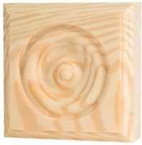 Trim Block Moulding, Rosette, Pine, 2.75 x 2.75 x 1-In.