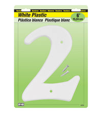 Hy-Ko 6 in. White Plastic Number 2 Mounting Screws 1 pc. (Pack of 5)