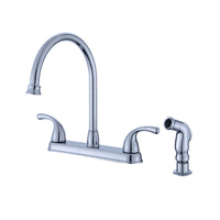 Ultra Faucets Two Handle Chrome Kitchen Faucet Side Sprayer Included