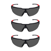 Milwaukee Anti-Fog Safety Glasses Tinted Lens Black/Red Frame 3 pk