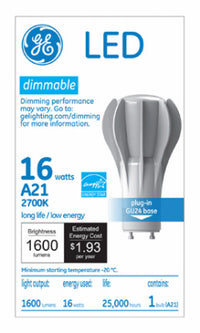 GE  A21  GU24  LED Bulb  Soft White  100 Watt Equivalence 1 pk