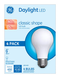 GE A19 E26 (Medium) LED Bulb Daylight 40 Watt Equivalence 4 pk