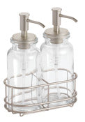 InterDesign 25225 15 Oz Clear & Satin Westport Double Pump Caddy                                                                                      