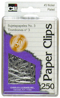 Charles Leonard Inc. 79528 #3 Nickel Plated Paper Clips 250 Count                                                                                     