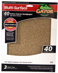 Sandpaper, Extra Coarse 40-Grit, 9 x 11-In., 3-Pk.