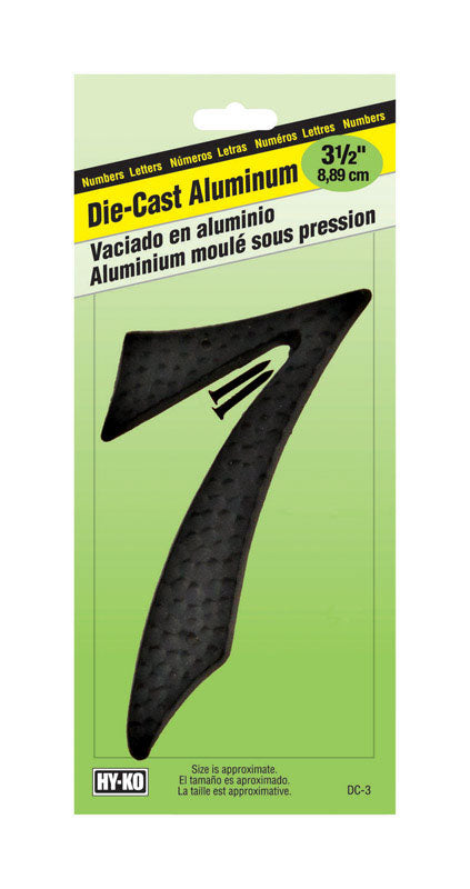 Hy-Ko 3-1/2 in. Black Aluminum Number 7 Nail-On 1 pc. (Pack of 10)