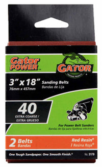 Gator 18 in. L X 3 in. W Aluminum Oxide Sanding Belt 40 Grit Extra Coarse 2 pc