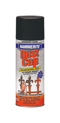 Hammerite Rust Cap 41140 12 Oz Black Hammered Finish Enamel Spray Paint (Case of 6)