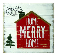 Hallmark Home Merry Home Plaque Christmas Decoration White/Green/Red Wood 8 in. 1 pk (Pack of 2)