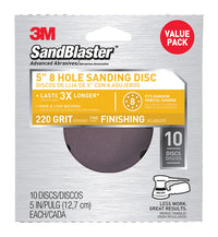 3M  5 in. Ceramic Blend  Hook and Loop  Sanding Disc  220 Grit Fine  10 pk