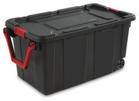 Sterilite 14699002 40 Gallon Black/Racer Red Wheeled Industrial Tote