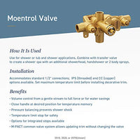 Moentrol(R) 1/2" cc connections includes pressure balancing with check stops and volume control