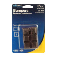 Softtouch Plastic Self Adhesive Bumper Pad Brown Square 3/4 in. W X 3/4 in. L 6 pk