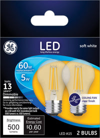 GE 5 watts A15 LED Bulb 500 lumens Soft White A-Line 60 Watt Equivalence (Pack of 6)