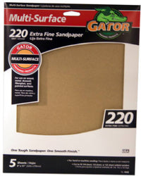 Sandpaper, Extra Fine 220-Grit, 9-In. x 11-Ft., 5-Pk.