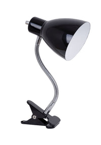 Living Accents  12 in. Satin  Black  Gooseneck Clip-On Lamp