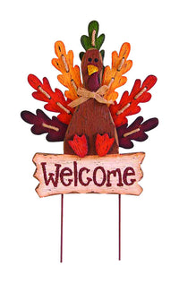 Celebrations  Welcome Turkey  Yard Stake  23.63 in. H x 15 in. W 1 pk