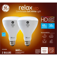 GE  Relax  R30  E26 (Medium)  LED Bulb  Soft White  65 Watt Equivalence 2 pk