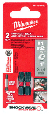 Milwaukee Shockwave ECX 1/2 in. X 1 in. L Impact Insert Bit Set Alloy Steel 2 pc