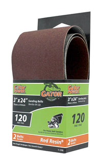 Gator 24 in. L X 3 in. W Aluminum Oxide Sanding Belt 120 Grit Fine 2 pc