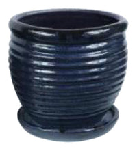 Honey Jar Planter, Drip Blue Ceramic, 9-In. (Pack of 2)