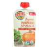 Earth's Best Organic Pumpkin and Spinach Baby Food Puree - Stage 2 - Case of 12 - 3.5 oz.