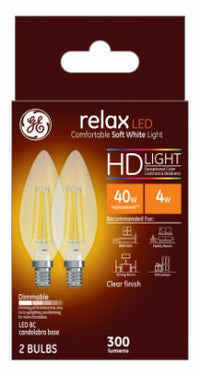 GE Lighting Relax BC E12 (Candelabra) LED Bulb Soft White 40 Watt Equivalence 2 pk