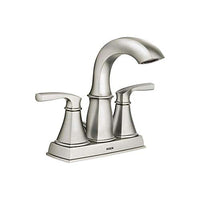 SPOT RESIST BRUSHED NICKEL TWO-HANDLE HIGH ARC BATHROOM FAUCET